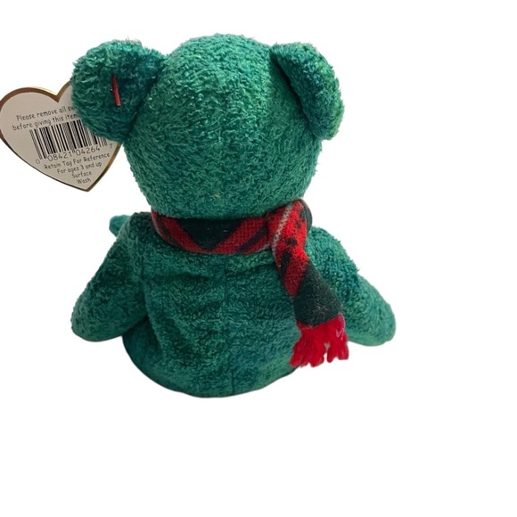 Ty Wallace Beanie Baby 1999 – Green Bear with Plaid Scarf – Collectible Plush - Picture 3 of 12